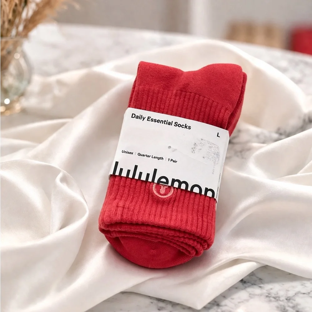 lululemon athletica Men's Athletic Socks - Black, Lime, and Red
